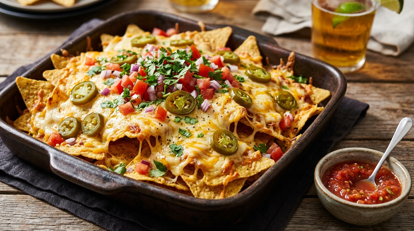 Nachos with melted cheese