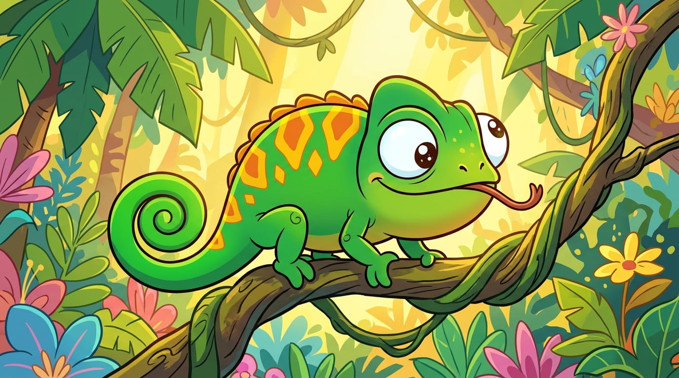 Zazu the Chameleon - The Color-Changing Tree Explorer