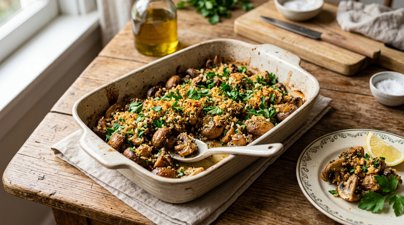 Baked mushrooms with garlic and persley