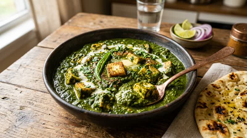 Palak Paneer (Spinach and Cottage Cheese Curry)